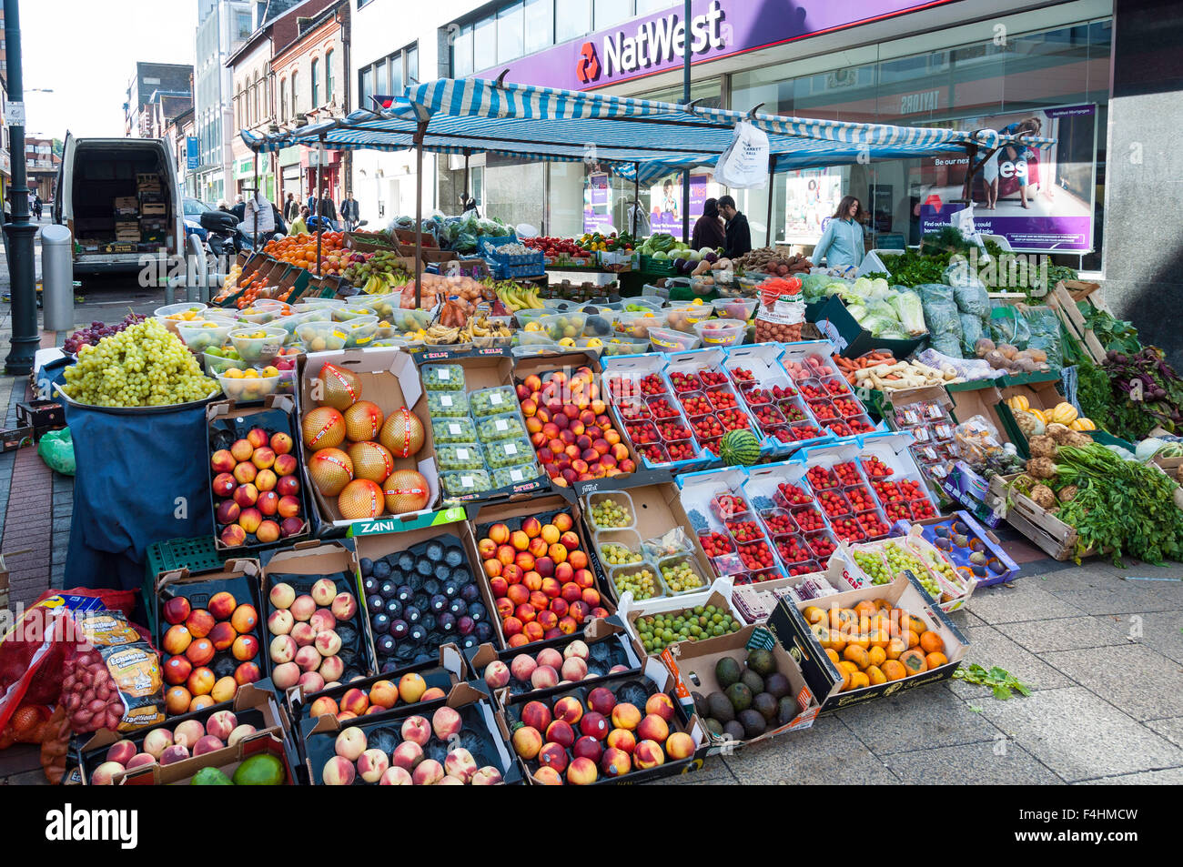 Fruit & vegetable stall, Chapel Street, Luton, Bedfordshire, England