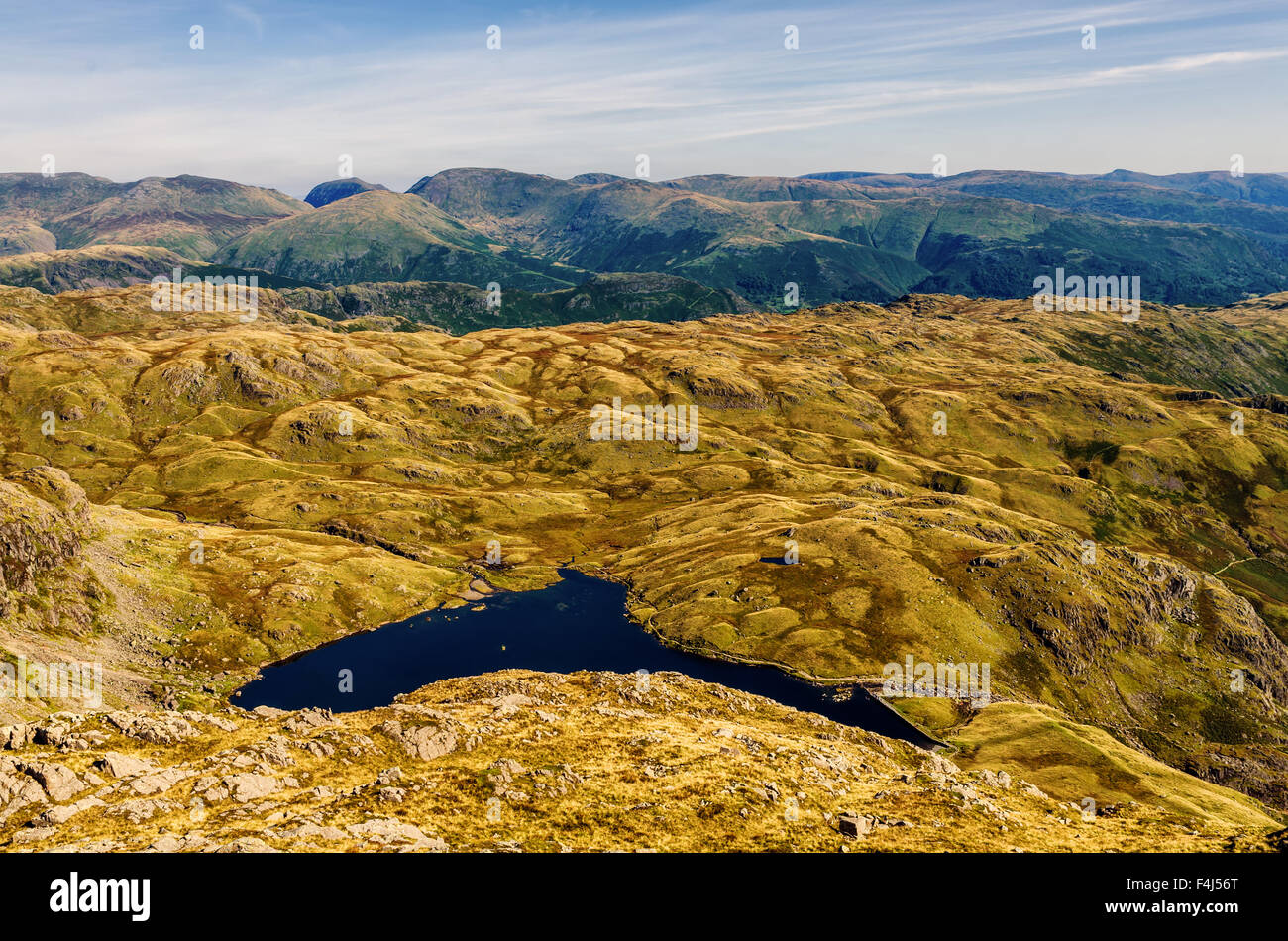 Glaciated mountain landscape in Langdale Stock Photo, Royalty Free