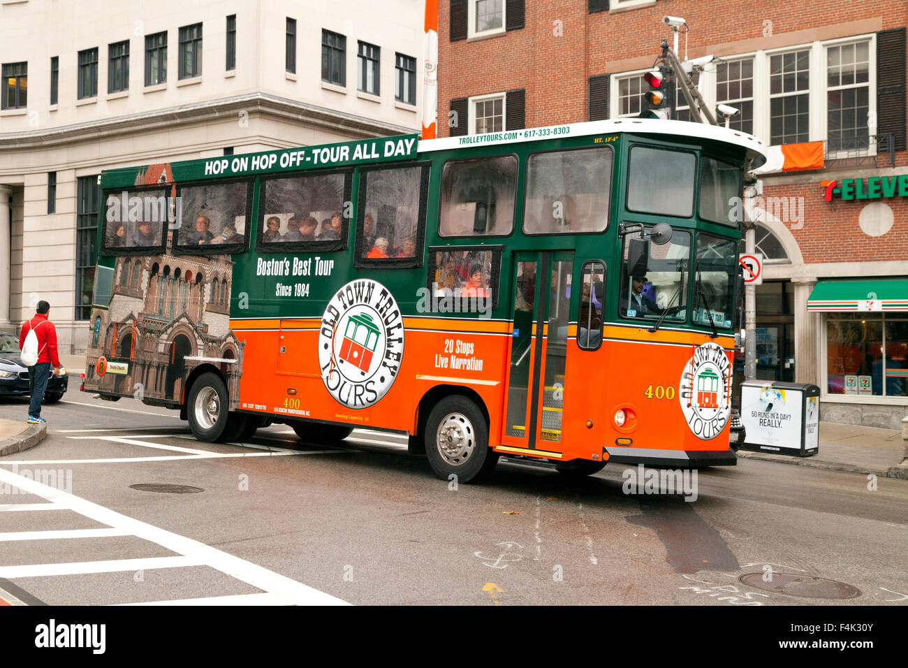 Boston tourist trolley bus from Old Town Trolley Tours, Boston Stock