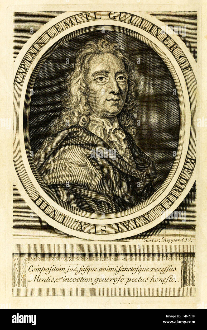 Frontispiece portrait of Captain Lemuel Gulliver from ‘Travels into