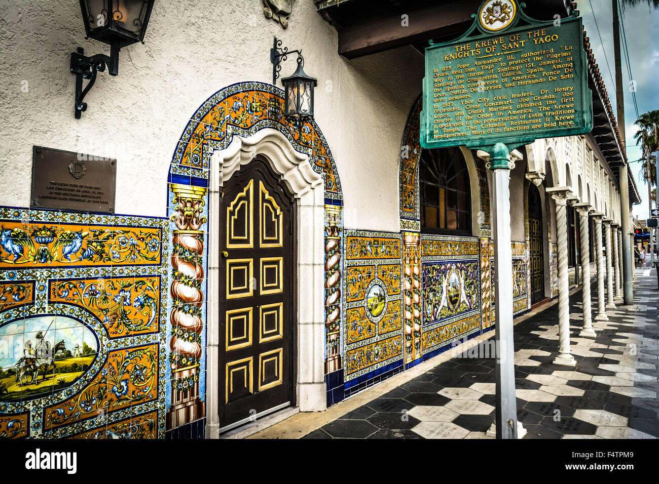 Legendary Columbia Restaurant's Spanish tile murals & ornate Stock