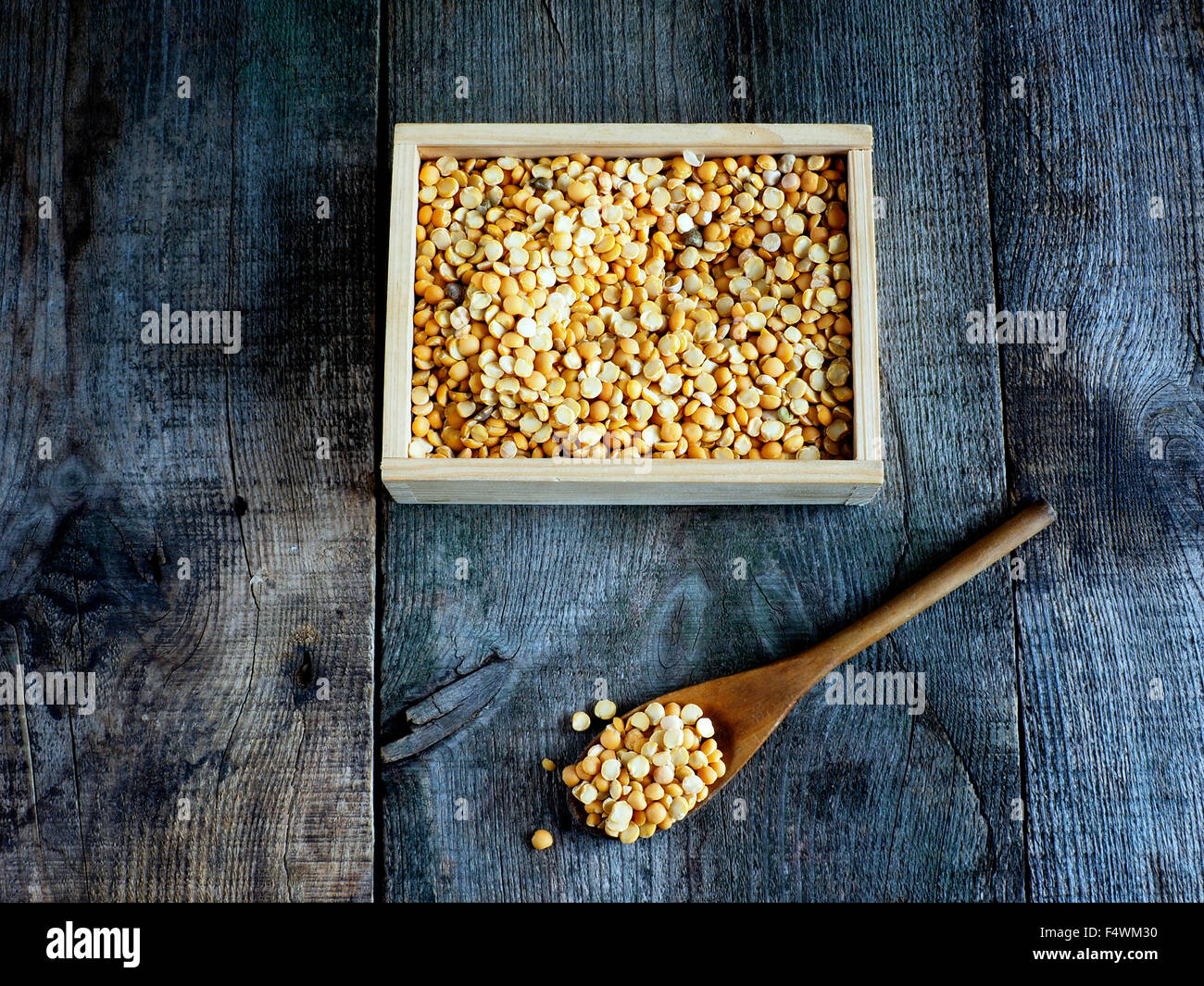 Dried Yellow Split Peas With A Spoon Stock Photo Alamy