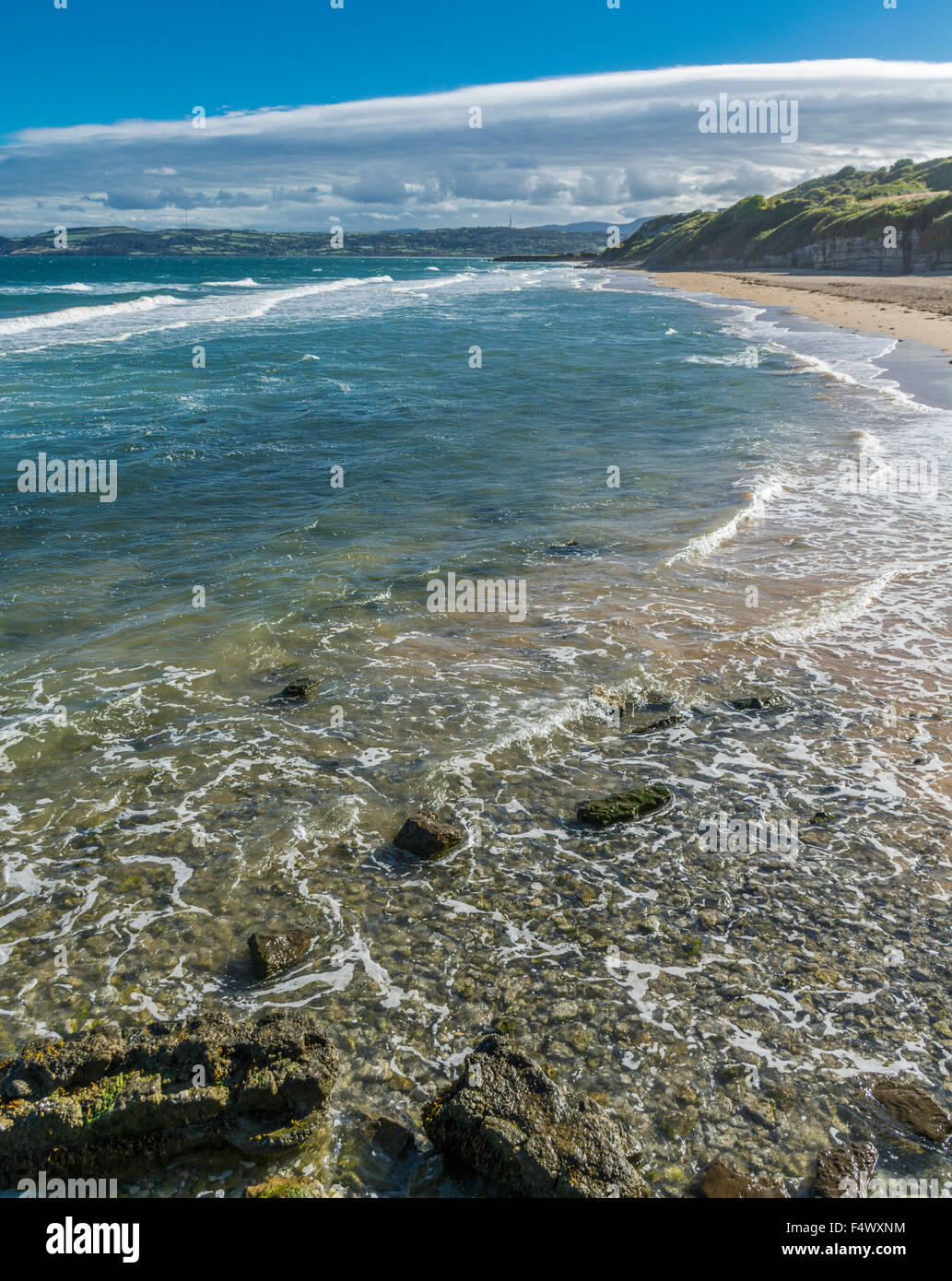 View at Benllech Bay, Isle of Anglesey, North Wales, UK. Taken on Stock