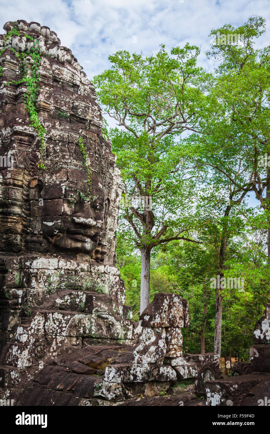 Ancient Stone Faces Of Bayon Temple Angkor Cambodia Stock Photo Alamy