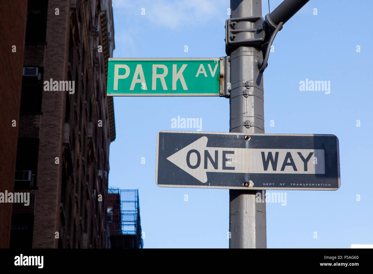 Park Avenue street sign, Manhattan, New York city, United States of
