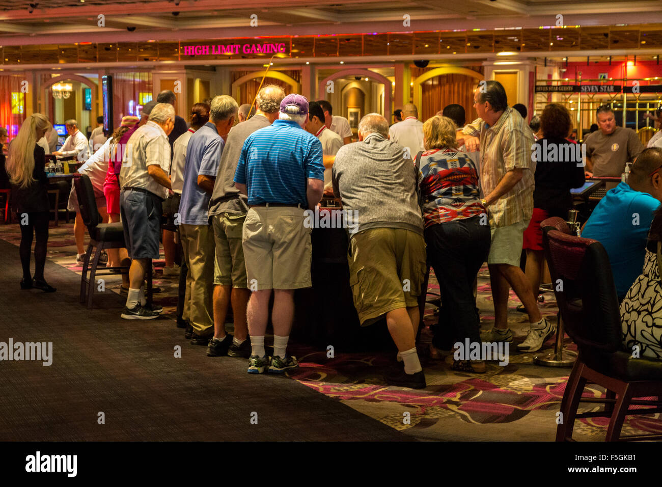 Las Vegas, Nevada. Flamingo Casino. Patrons at Gaming Tables Stock