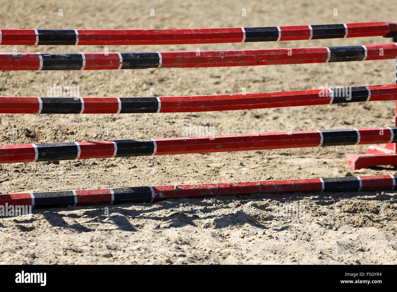 Equitation obstacles bars for horse jumping event Stock Photo, Royalty