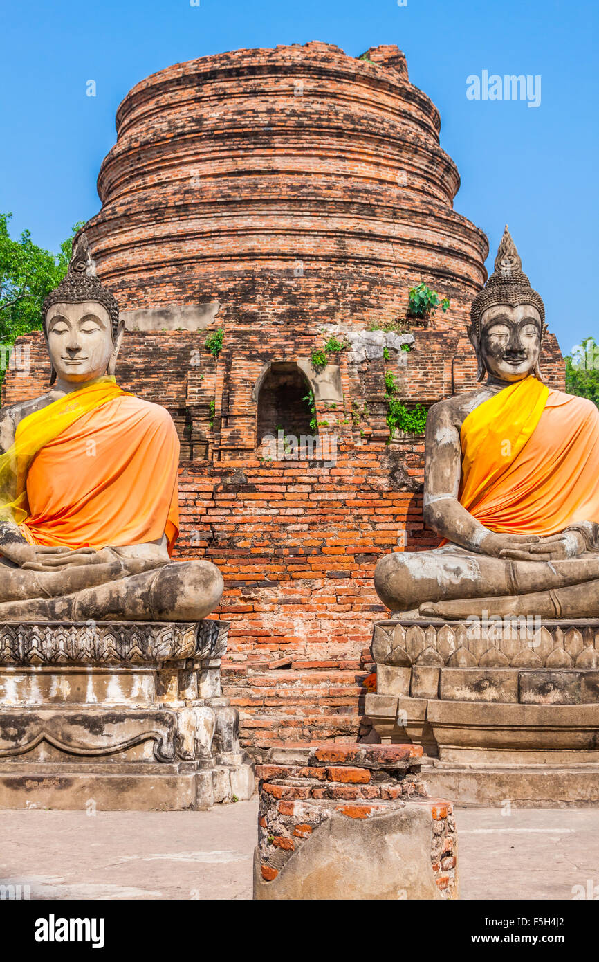 Buddhas At The Temple Of Wat Yai Chai Mongkol In Ayutthaya Thailand