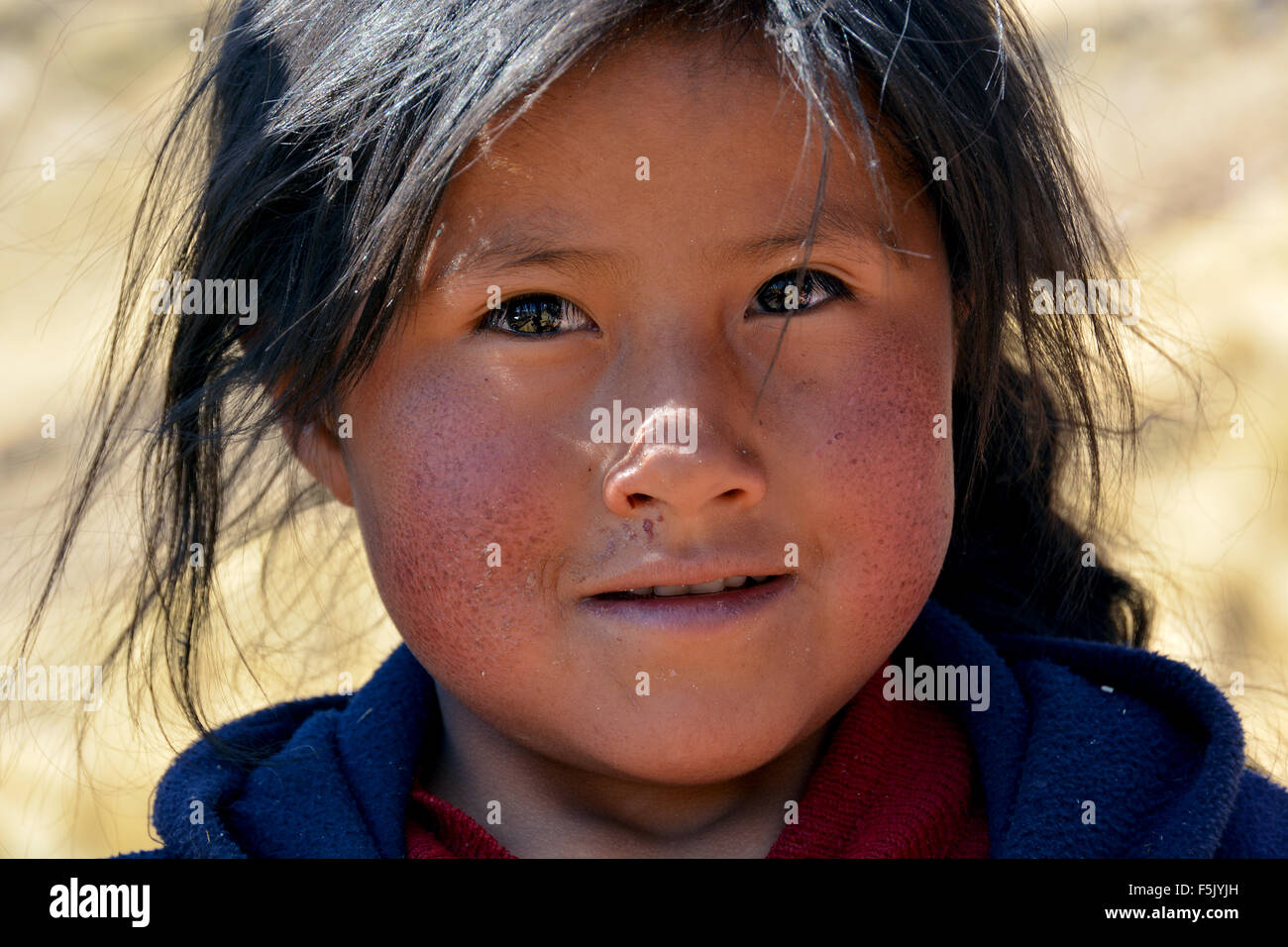 Native Peruvian girl, portrait, Cusco, Peru Stock Photo, Royalty Free