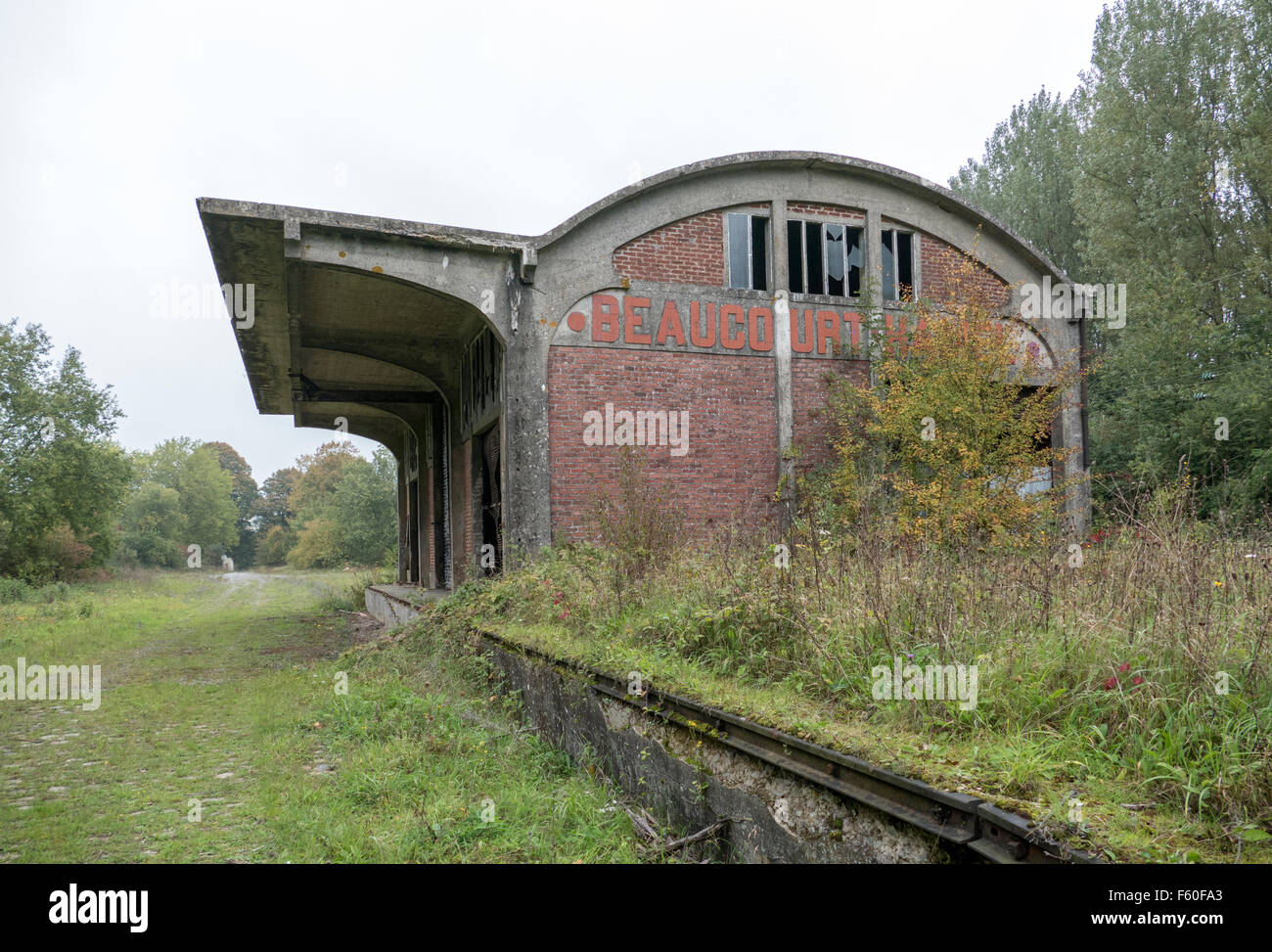 Beaucourt Hamel Railway Station in the village of Gare de Stock Photo