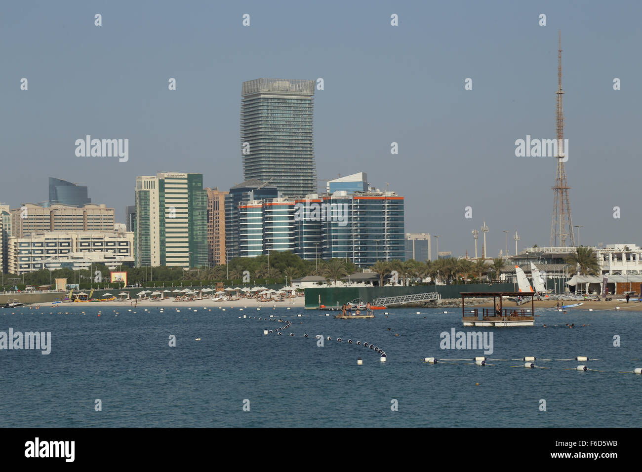 View from Cornice Abu Dhabi - Blue sea with blue sky above 