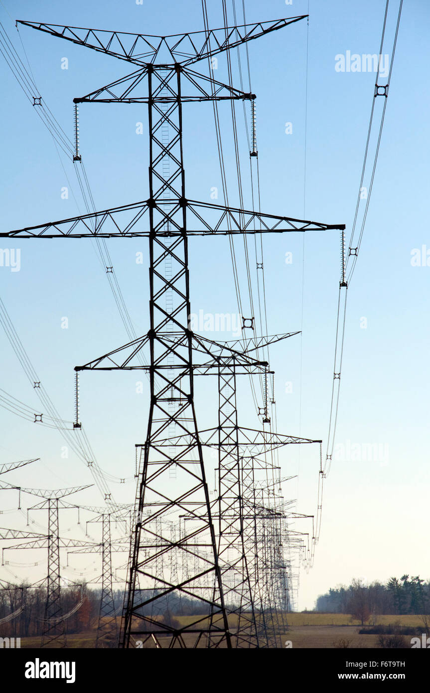 Hydro Electric Transmission towers in Southern Ontario, Canada Stock