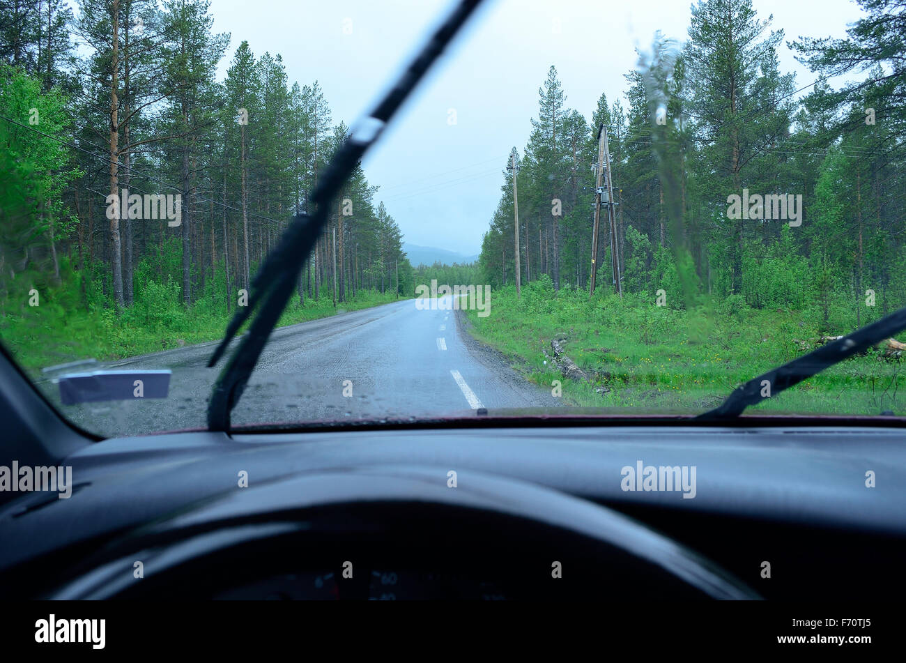 rain on car windshield from inside car Stock Photo ...