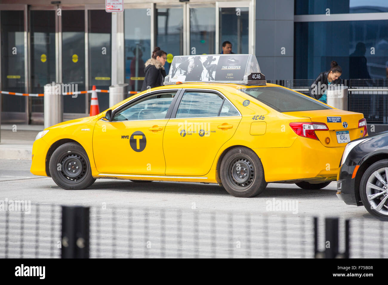 A Yellow Taxi Cab At Jfk Airport, New York Stock Photo, Royalty Free