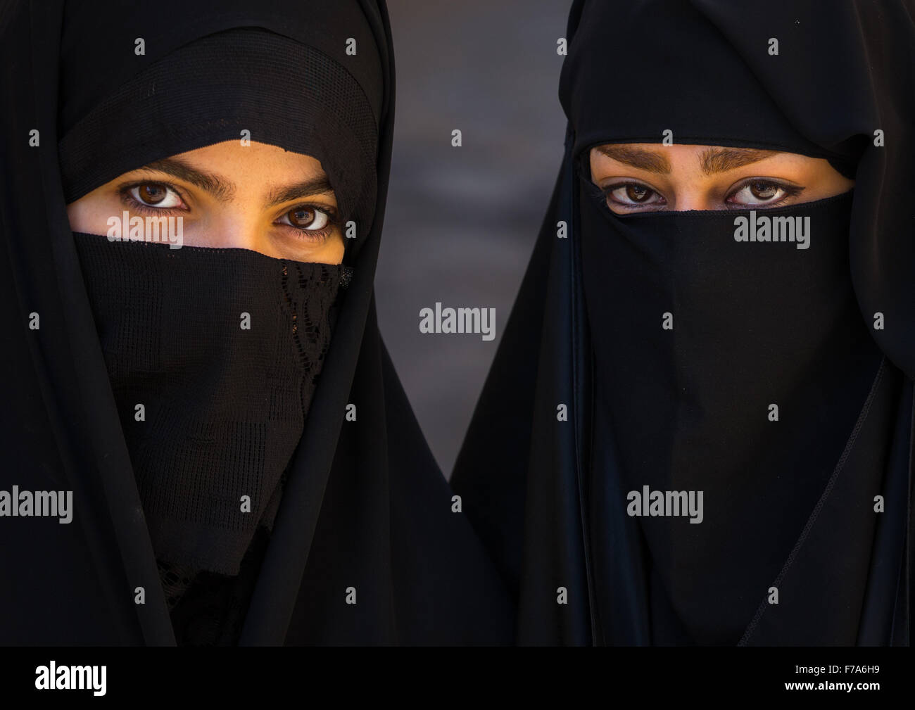 Two Shiite Muslim Women Wearing A Niqab Mourning Imam Hussein On The Stock Photo 90579141 Alamy