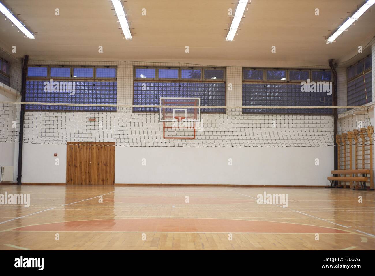 elementary school gym indoor with volleyball net Stock Photo ... elementary school gym indoor with volleyball net Stock Photo ...