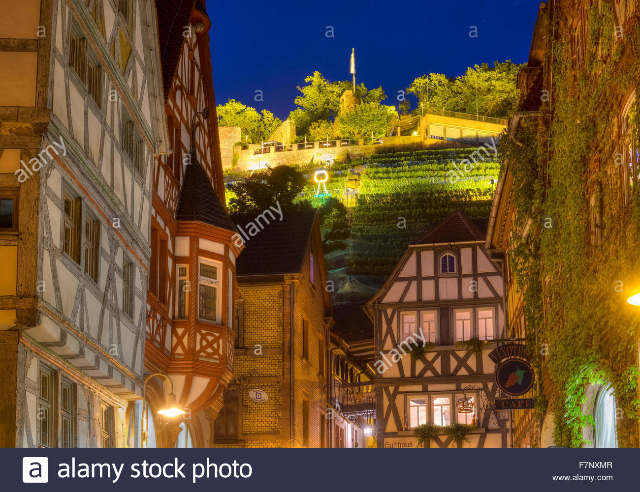 Germany, Bavaria, Klingenberg am Main, old town and castle ruin Stock