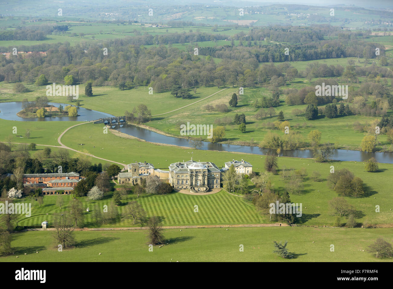 An aerial view of Kedleston Hall, Derbyshire. Kedleston is one of the