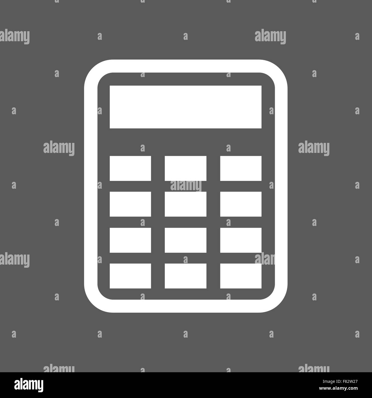 white calculator icon on a black background Stock Vector Art
