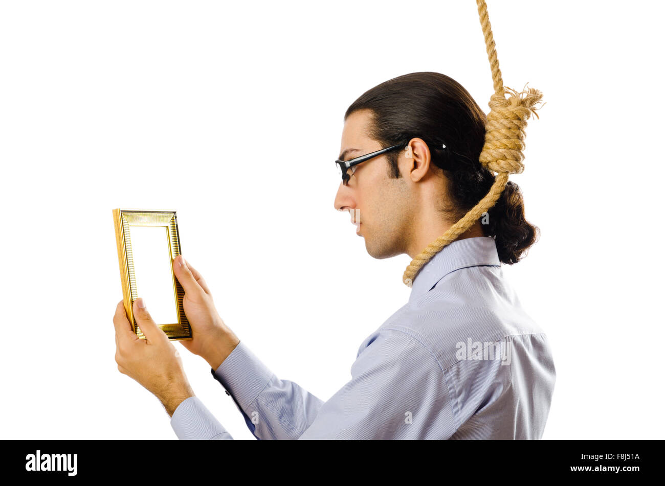 Man with noose around his neck Stock Photo, Royalty Free Image