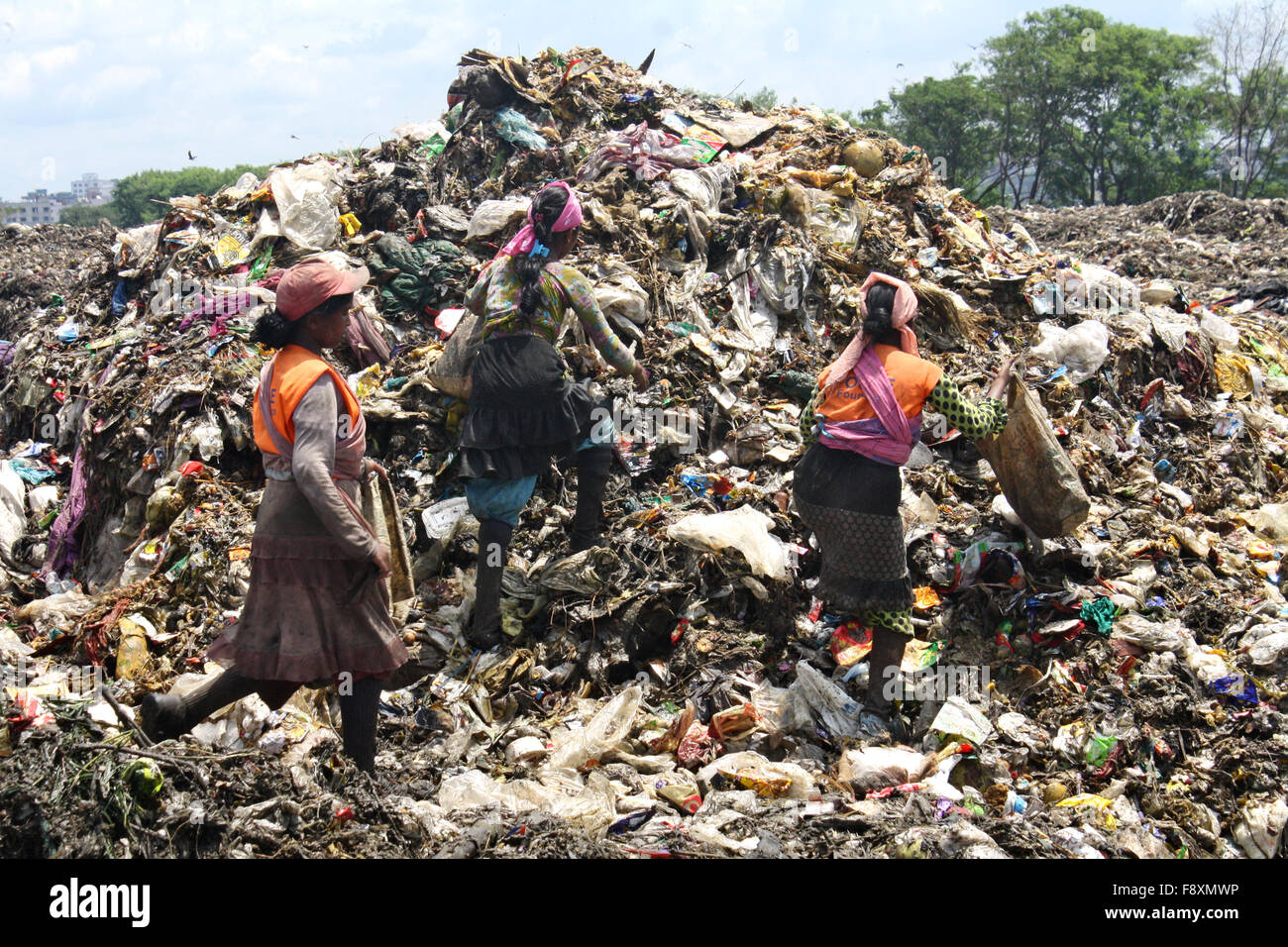 Child waste pickers pick the non biodegradable waste to be used for