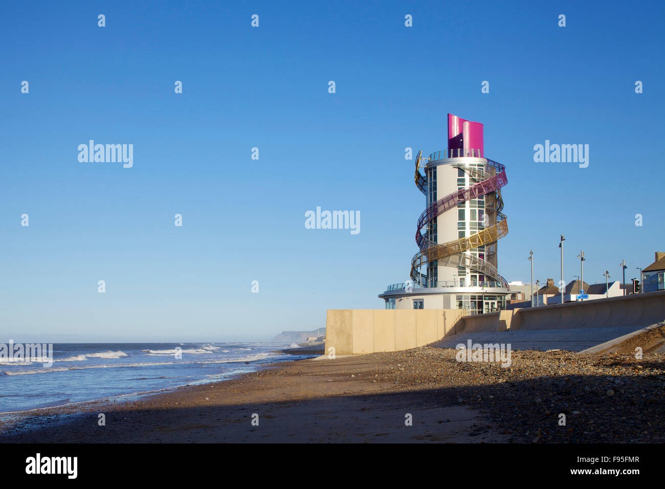 Vertical pier, The Esplanade, Redcar. View of the Redcar Beacon on