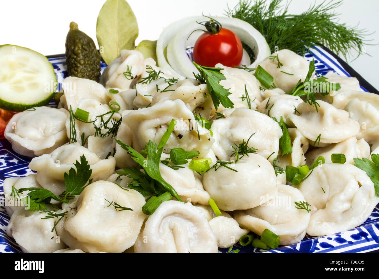 Bowl With Traditional Russian Dish Pelmeni Dumplings Stock Photo Alamy