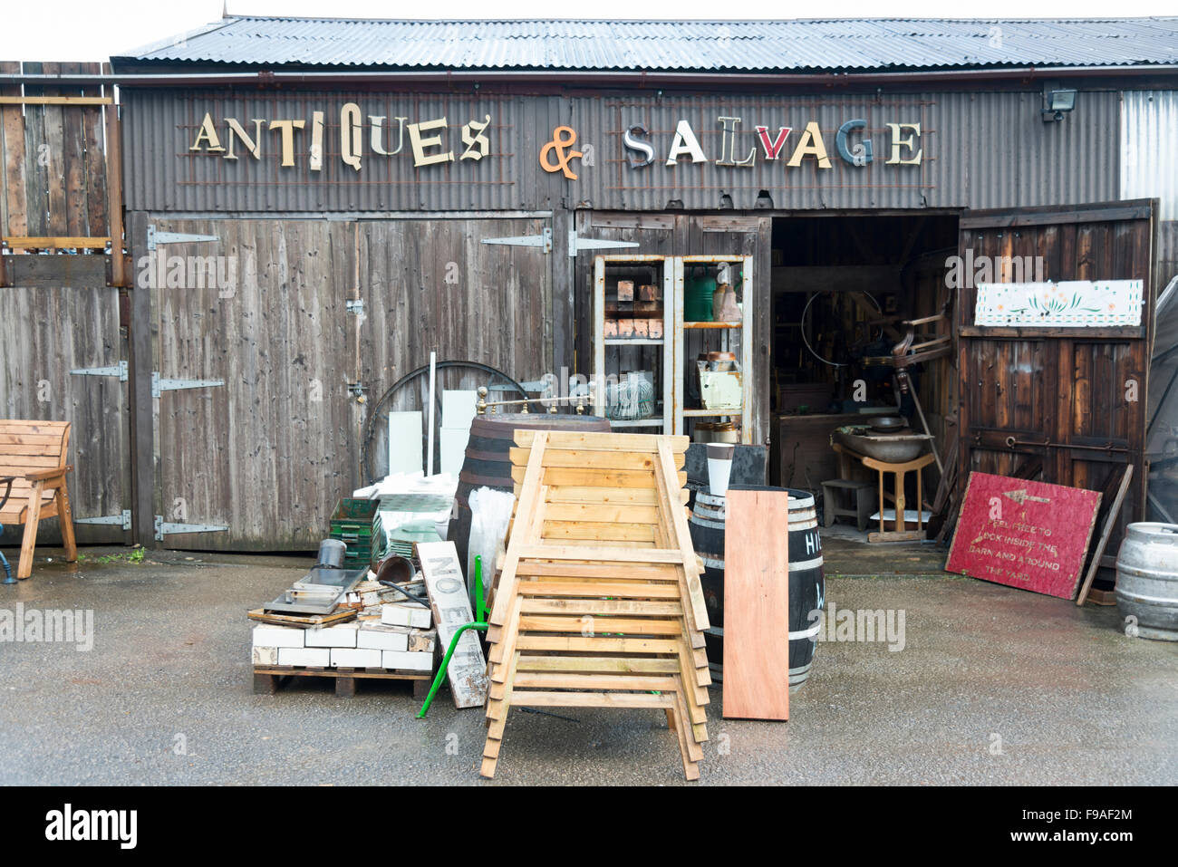 An antiques and salvage shop and yard in Penrith Cumbria UK Stock Photo