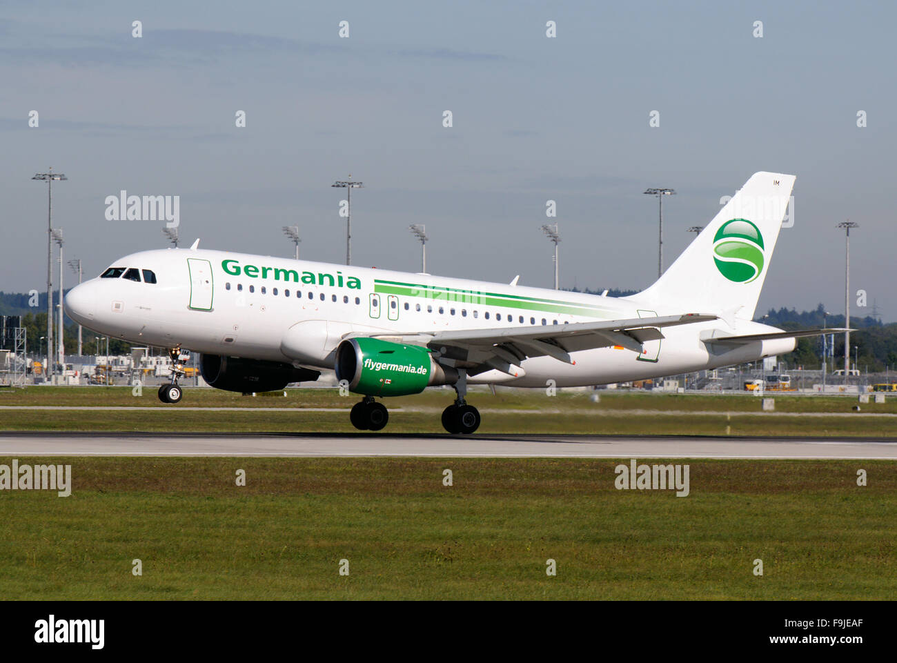 Germania Airbus A319 landing in Munich Stock Photo, Royalty Free Image