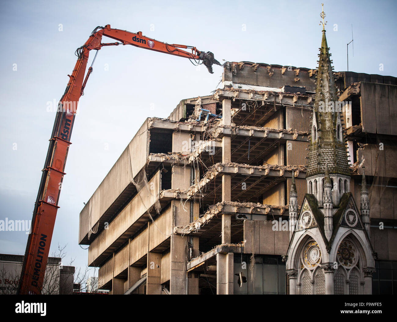 Demolition work in progress on the old Birmingham Library building
