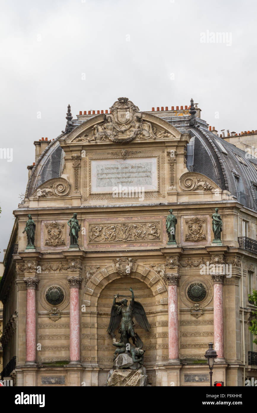 Beautiful Saint Michel Fountain In Paris Stock Photo Alamy