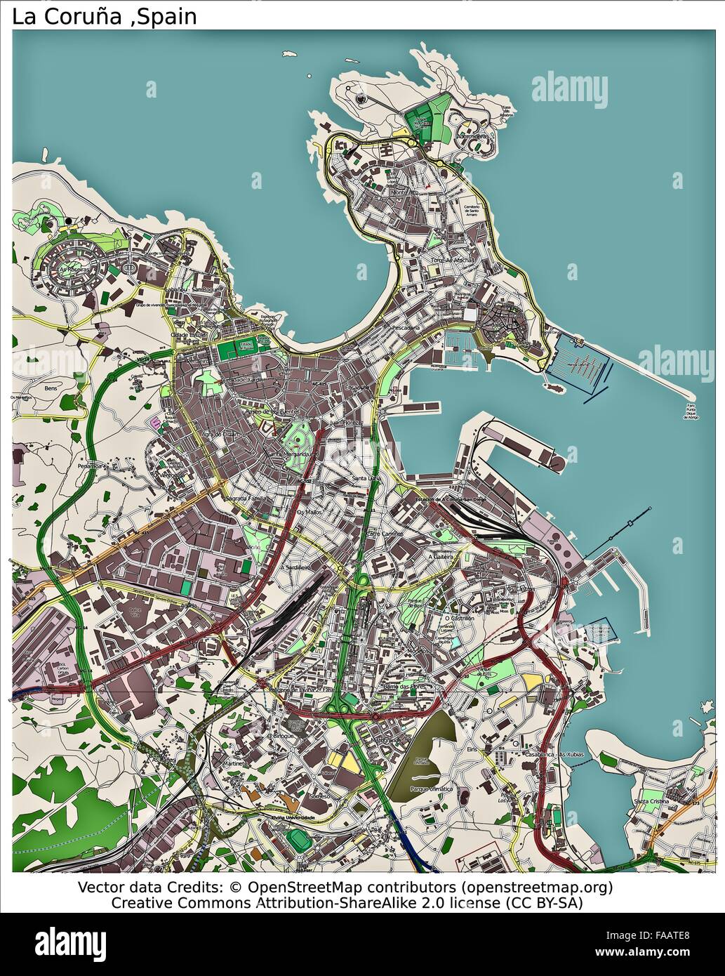 La Coruna Spain City Map FAATE8 