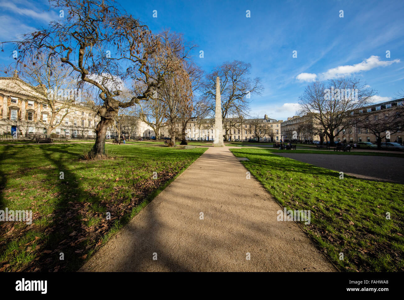 Queen Square in Bath UK with the Beau Nash obelisk forming the Stock