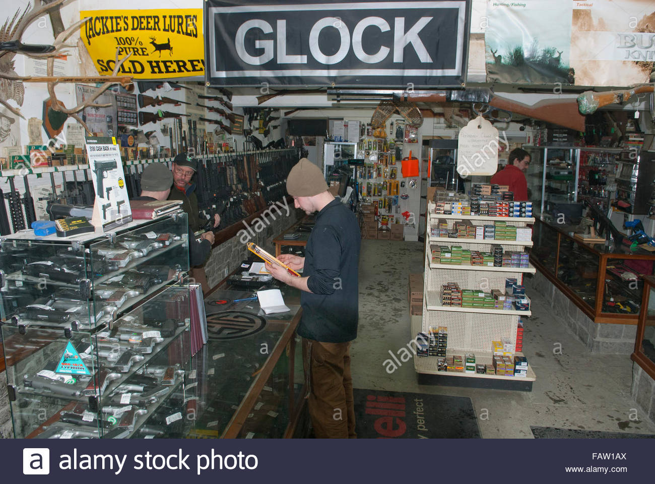 Burlington, Vermont, USA, 12.02.2014 Gun shop. Guns and colts for Stock