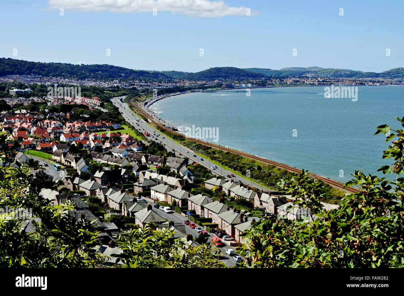 View of Colwyn Bay, North Wales, U.K. from an elevated viewpoint Stock Photo, Royalty Free Image