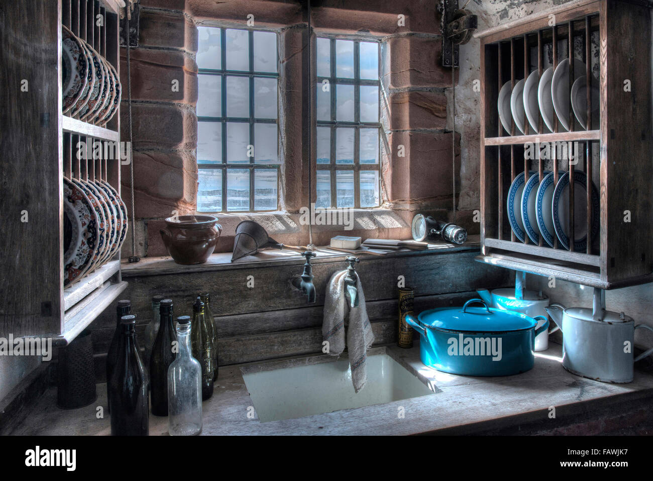 this is the kitchen at lindisfarne castle, uk stock photo, royalty this is the kitchen at lindisfarne castle, uk stock photo, royalty