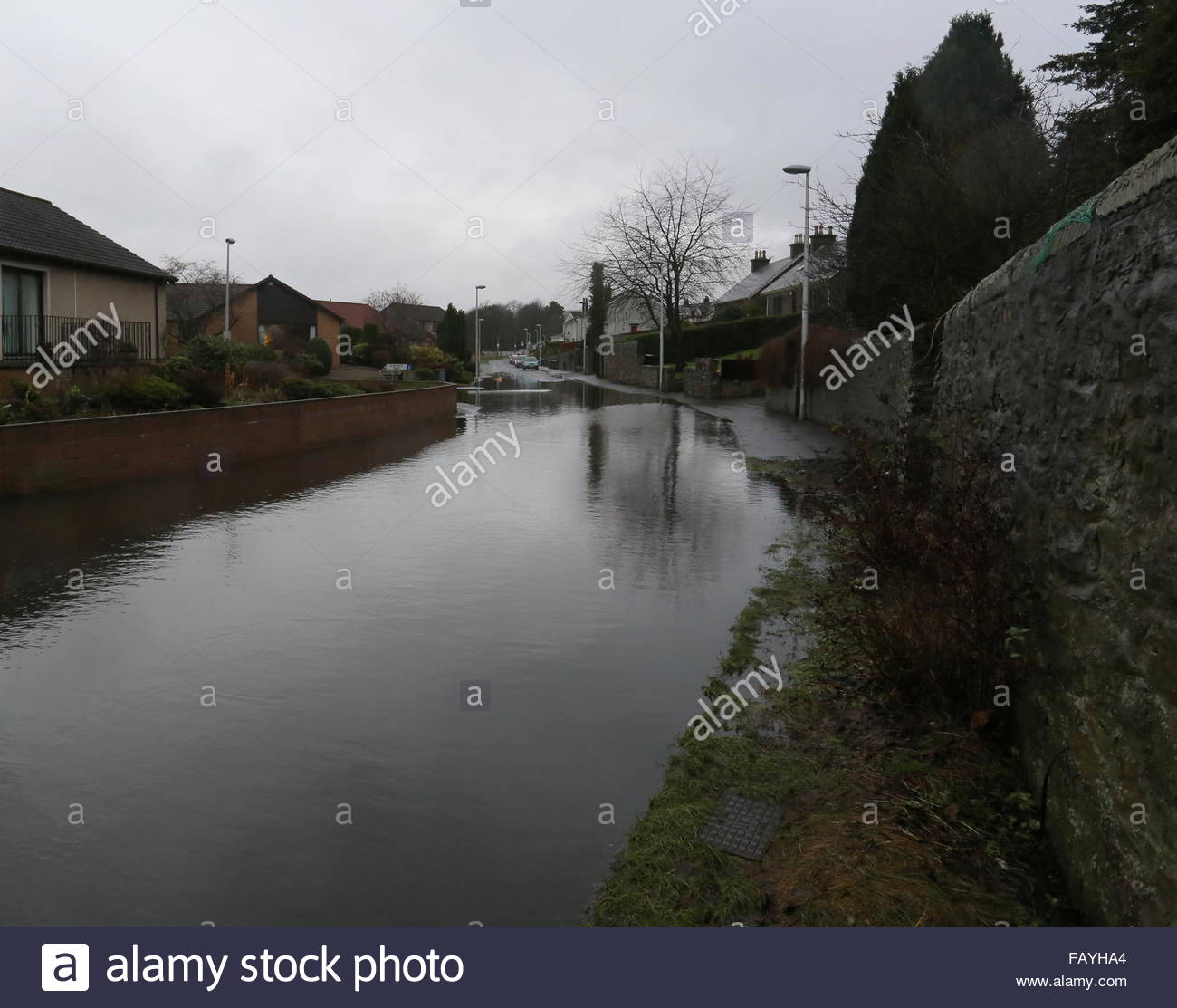 Invergowrie, UK. 6th January 2016. UK Weather After days of heavy Stock Photo, Royalty Free