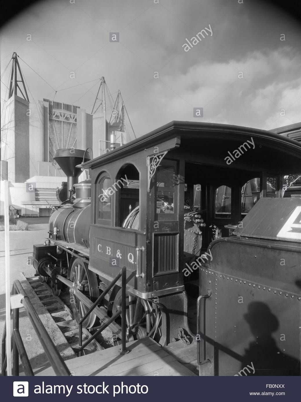 CB And Q Locomotive With The Travel And Transportation Building In