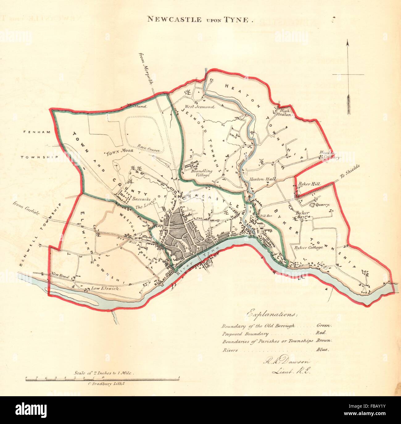 NEWCASTLEUPONTYNE borough/town plan. REFORM ACT. Jesmond. DAWSON Stock Photo, Royalty Free