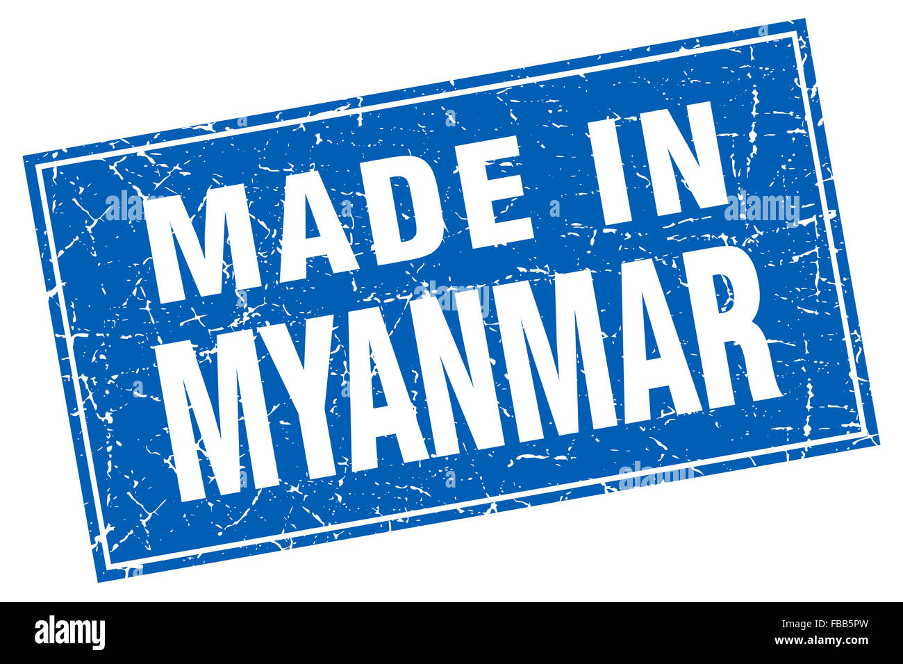 Myanmar Blue Square Grunge Made In Stamp Stock Photo Alamy