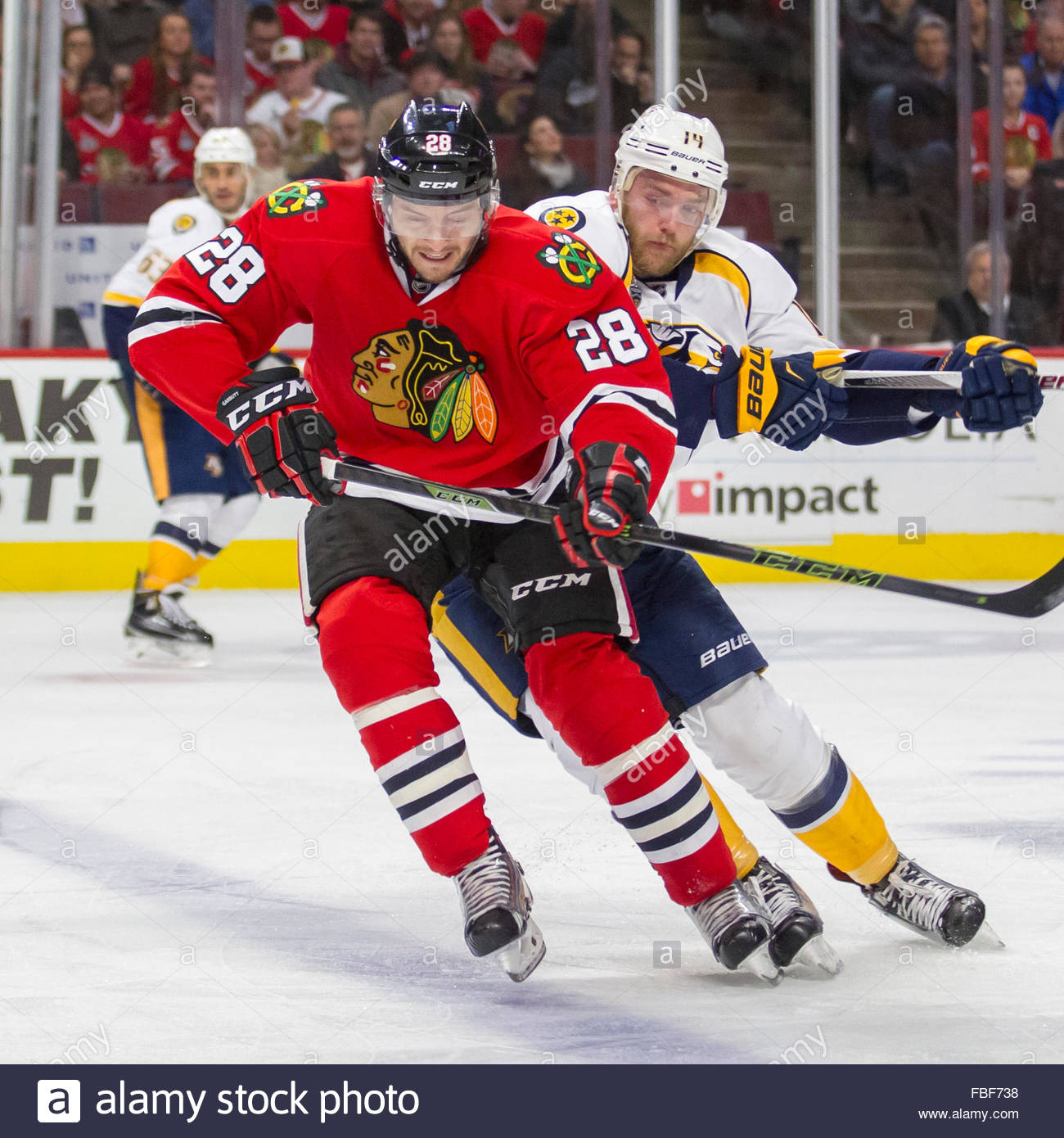 Chicago, Illinois, USA. 12th Jan, 2016. Blackhawk 28 Ryan Garbutt