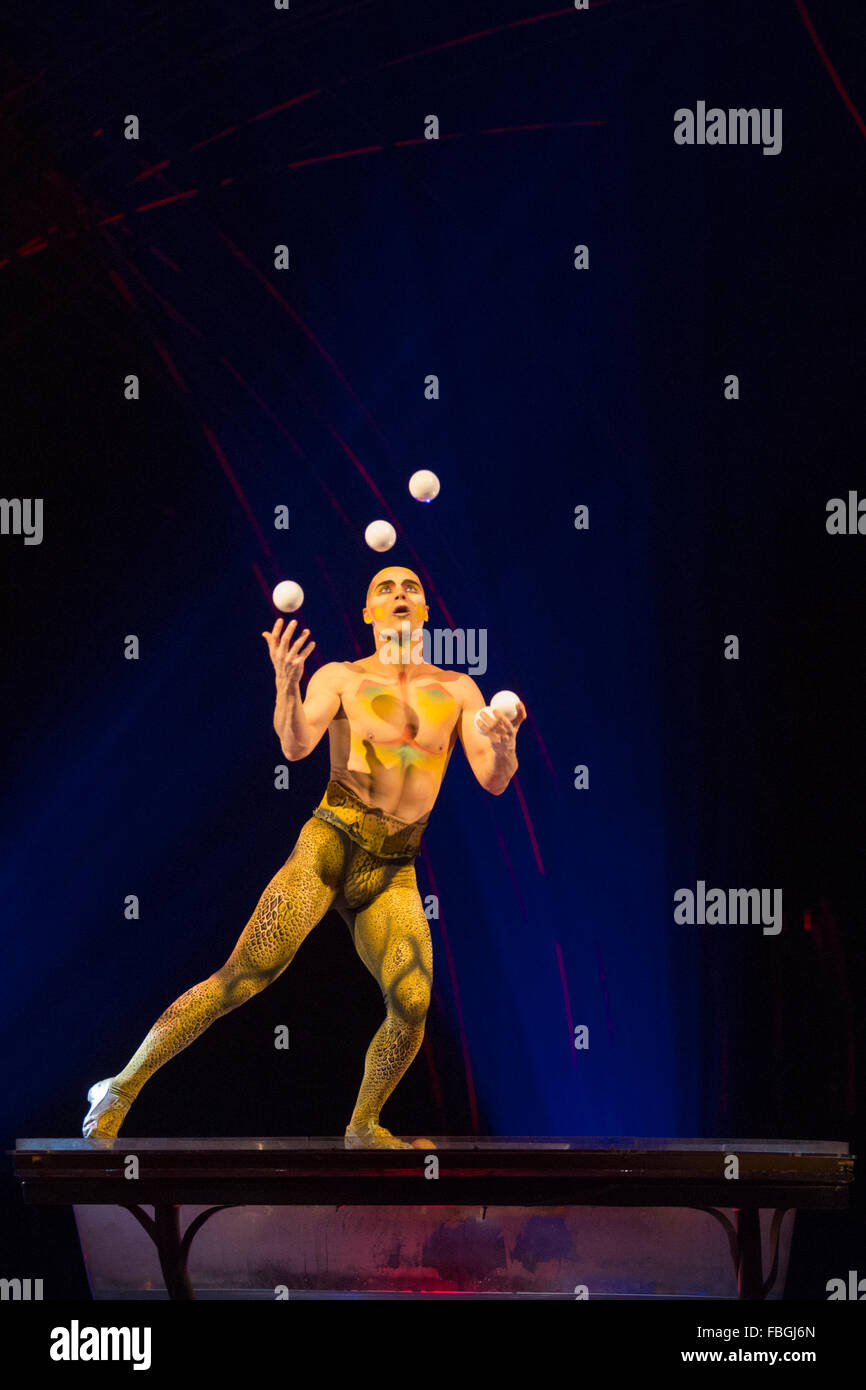 London, UK. 15 January 2016. Juggling act performed by Viktor Kee (as