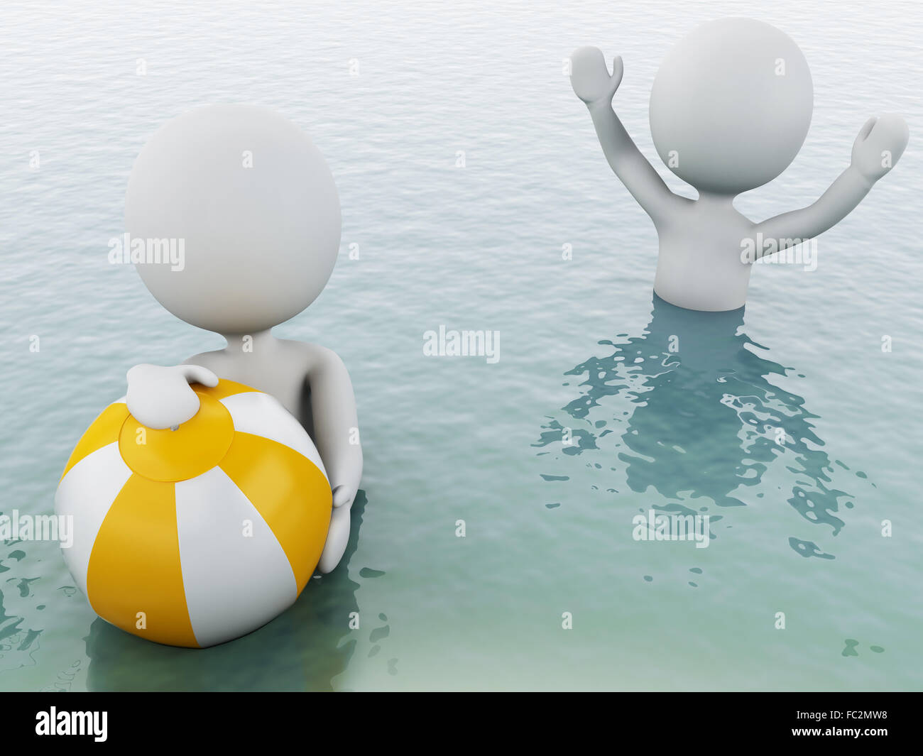 Beach Ball In Water 3d white people with beach ball in water stock photo, royalty free Beach Ball In Water 3d white people with beach ball in water stock photo, royalty free