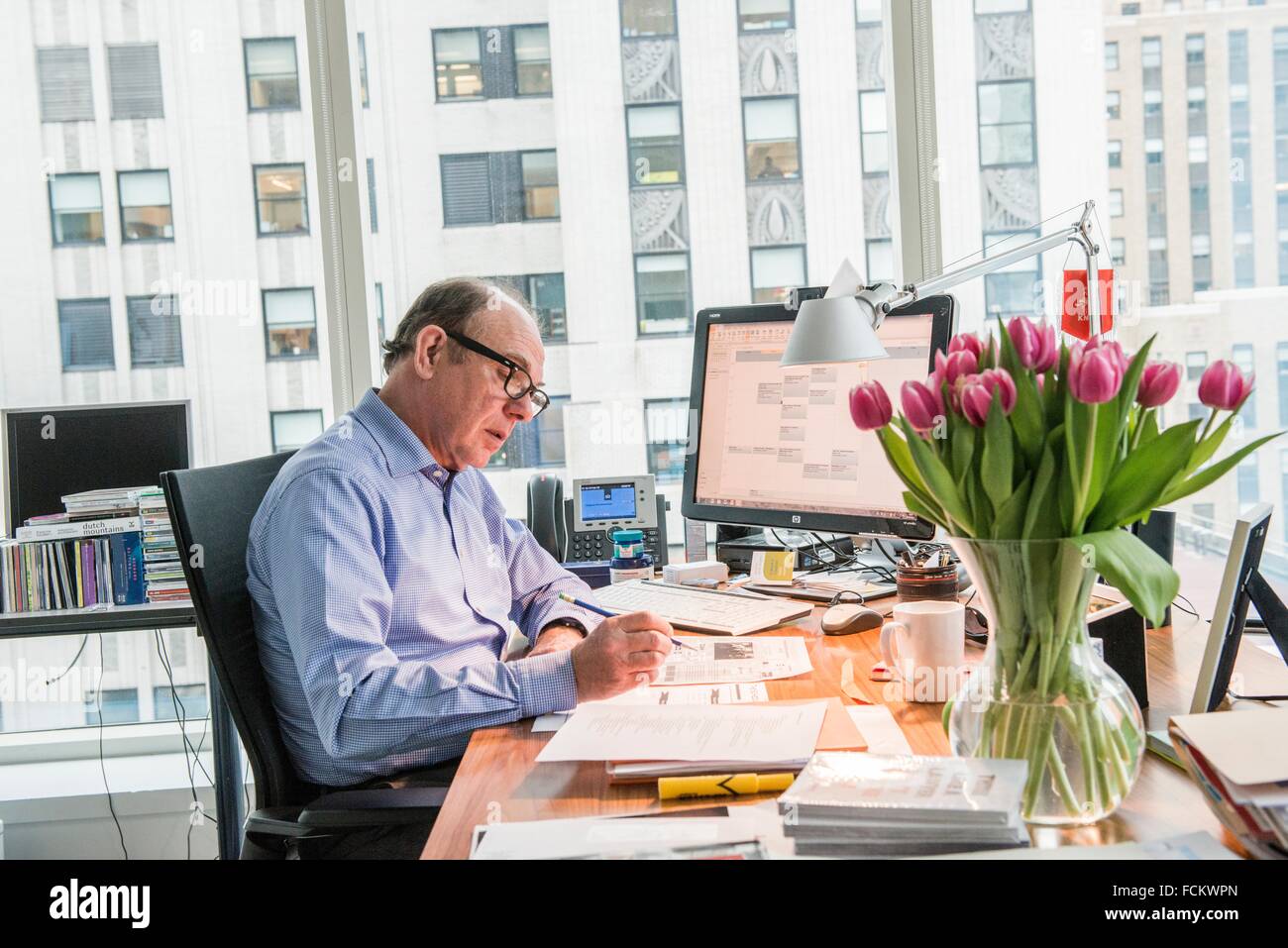 New York, USA. The Dutch Consul General in his office at ...