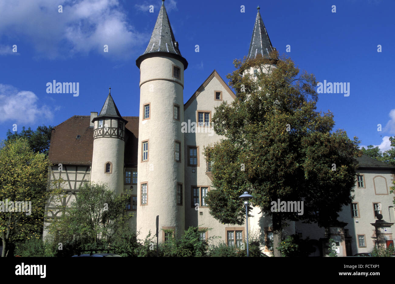 DEU, Germany, Bavaria, Lohr at the river Main, the castle. DEU Stock