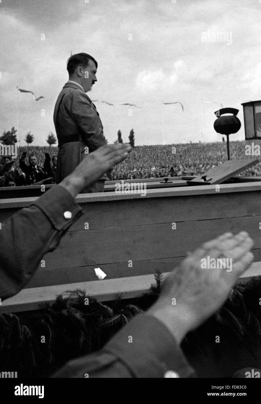 Adolf Hitler Speaks At The NS Party Rally Of Honour 1936 Stock Photo