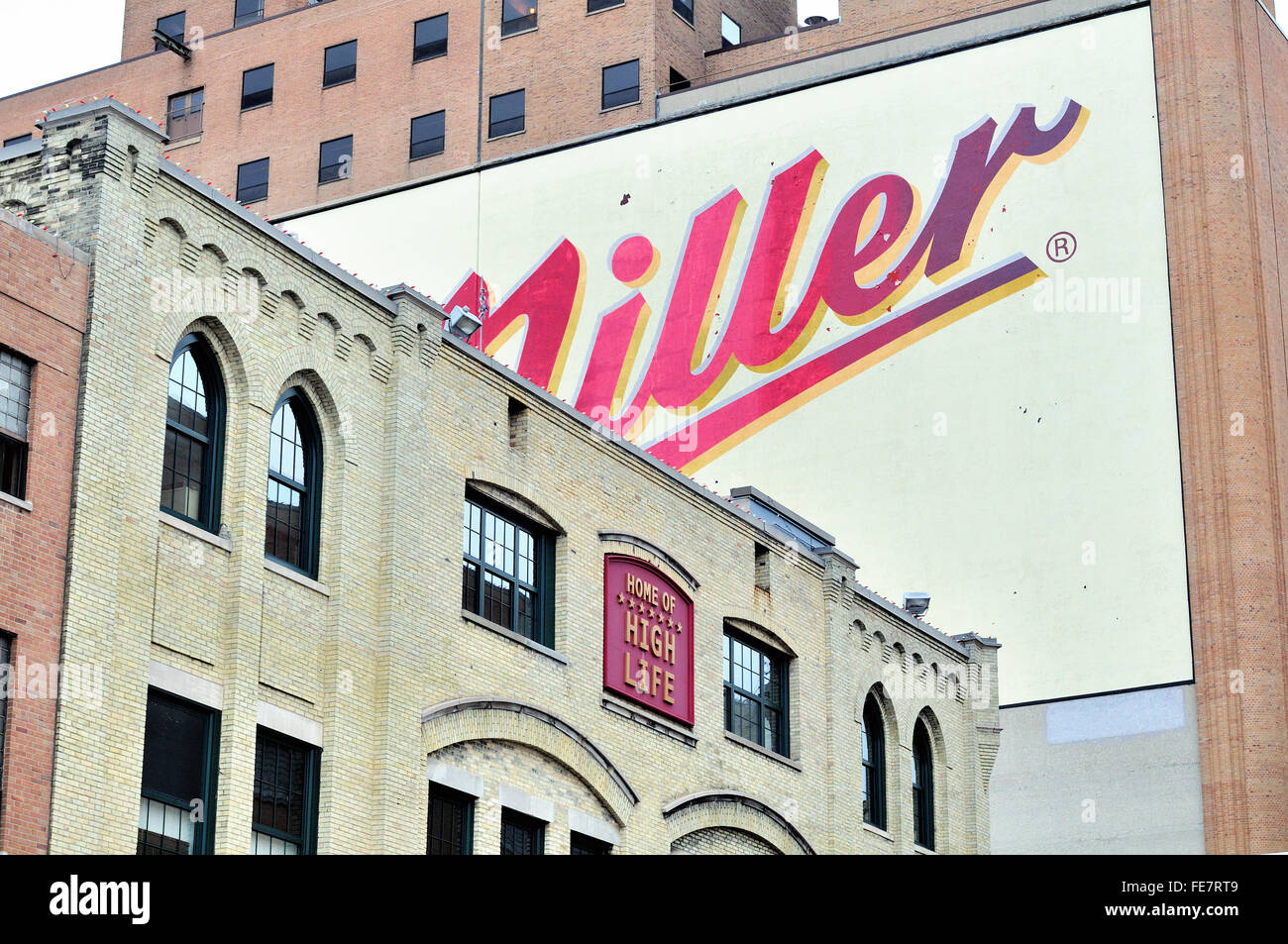 A segment of the Miller Brewing Company brewery complex in Milwaukee Stock Photo, Royalty Free