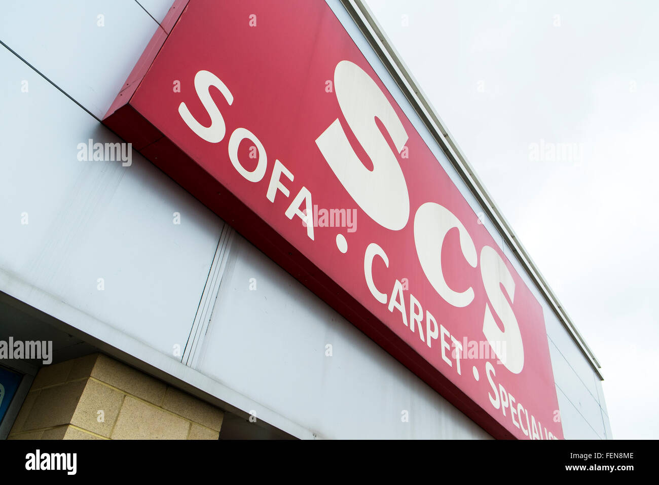 ScS sofa carpet specialist store sign logo name shop exterior leeds Stock Photo, Royalty Free
