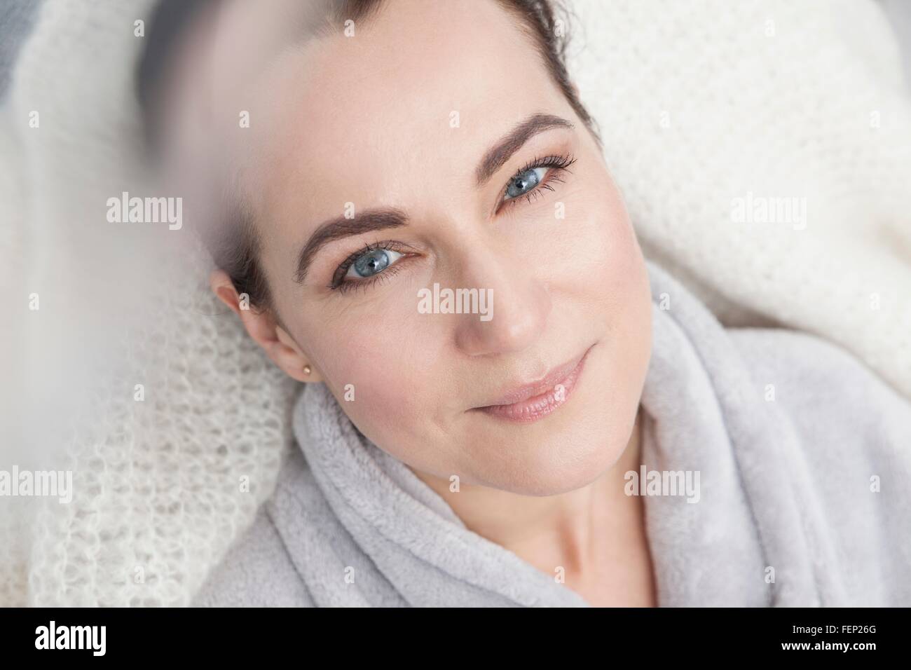 Portrait Of A Mature Woman Wearing Bathrobe Stock Photo Alamy