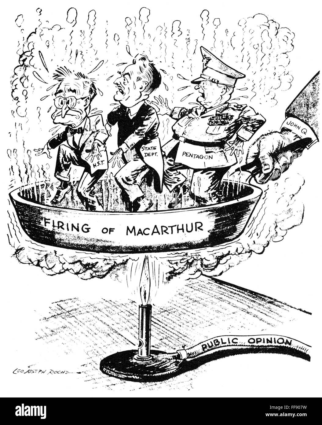 FIRING OF MacARTHUR. /nAmerican cartoon by L.J. Roche, 1951, showing